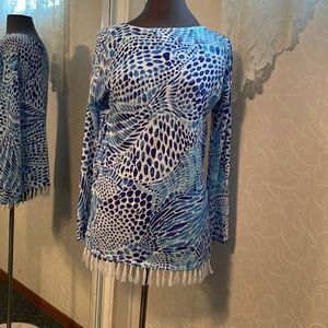 Lilly Pulitzer Blue and White Tunic Top